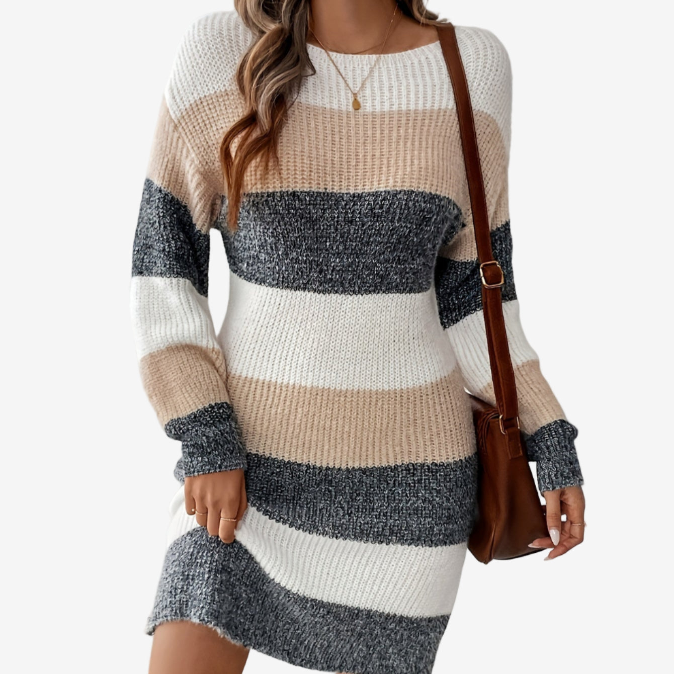 Elestte™ Striped Sweater Dress