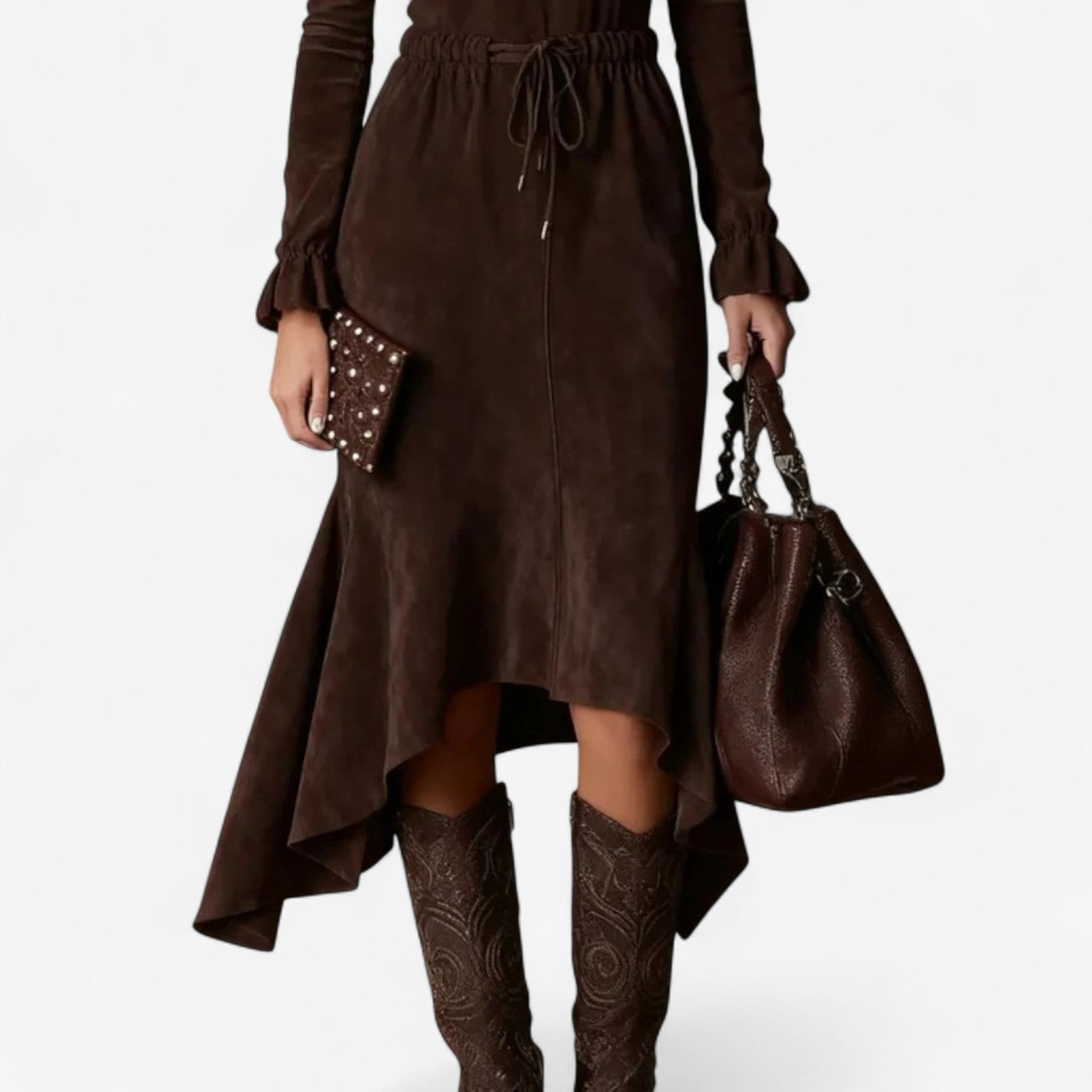 Silvia™ Asymmetrical Chocolate Dress