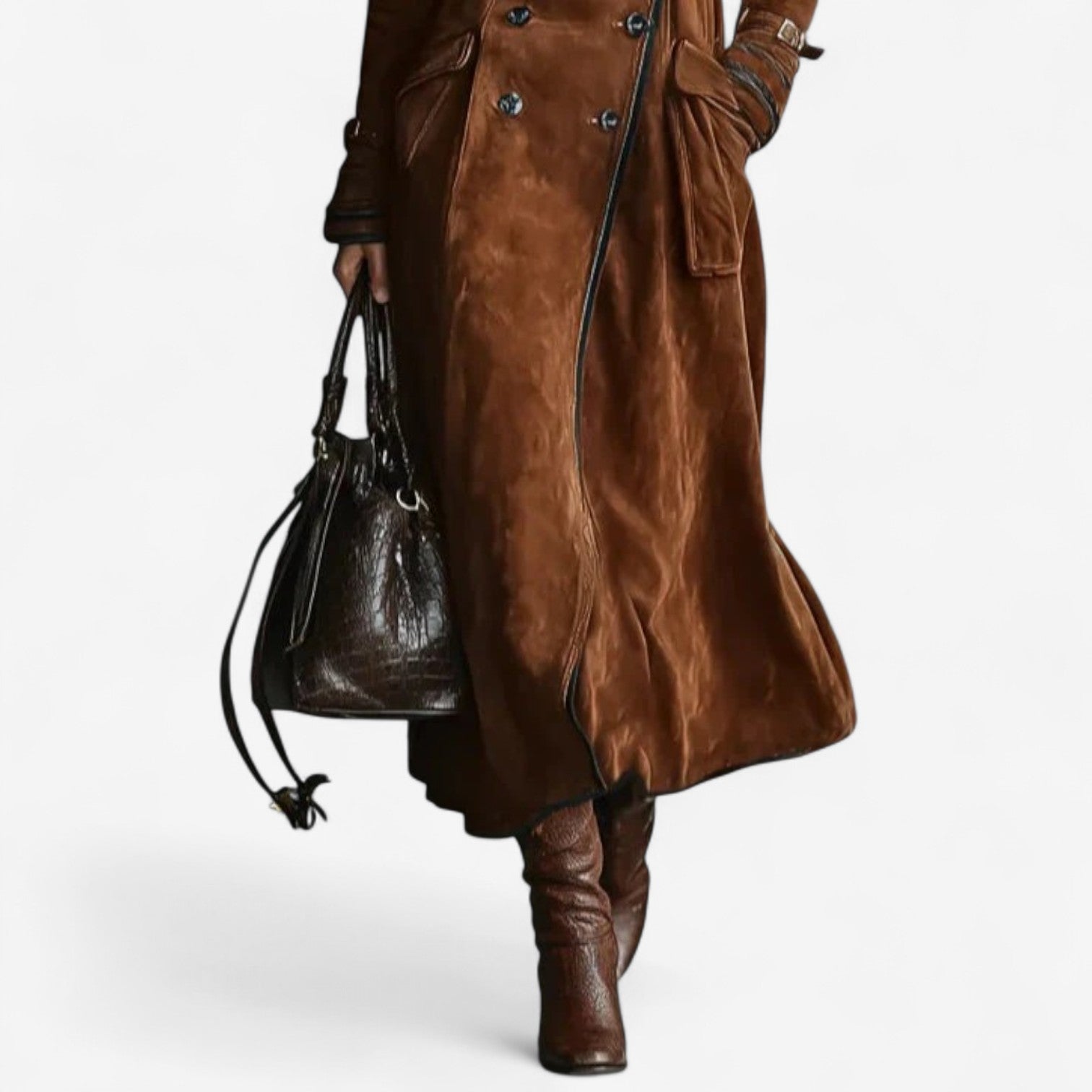 Nathaly™ Elegant Suede Trench Coat