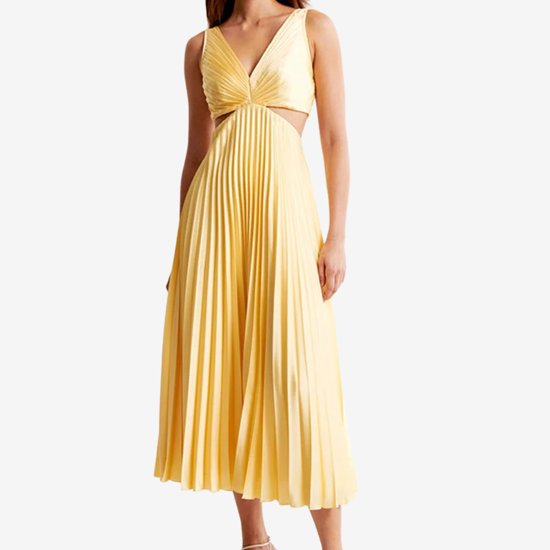 Vivienne™ Pleated Backless Evening Midi Dress