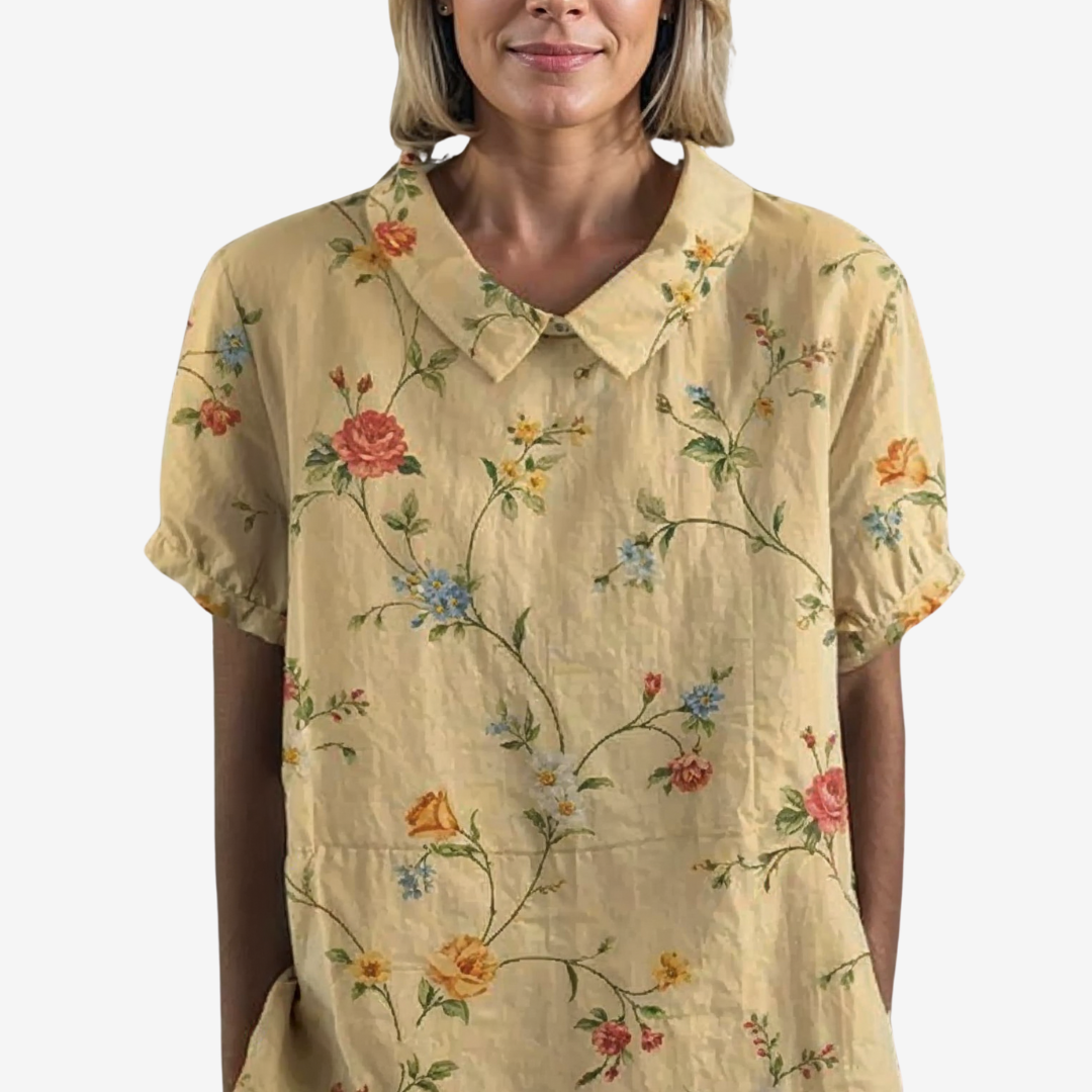 Amélie™ Vintage Linen Blouse
