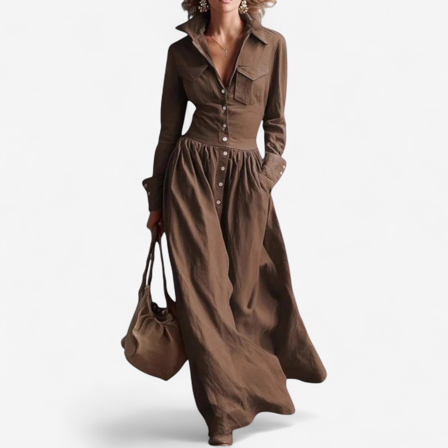 Janine™ Elegant Button-Down Dress